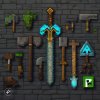 Minecraft-enchanted-tools,-sword,-pickaxe,-axe,-shovel.jpeg