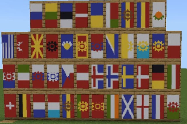 I made all the European flags in minecraft!