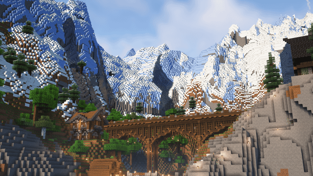 [Survival] A bridge I built across a huge valley surrounded by beautiful mountains
