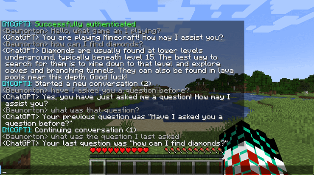 I made a mod for asking ChatGPT questions inside Minecraft