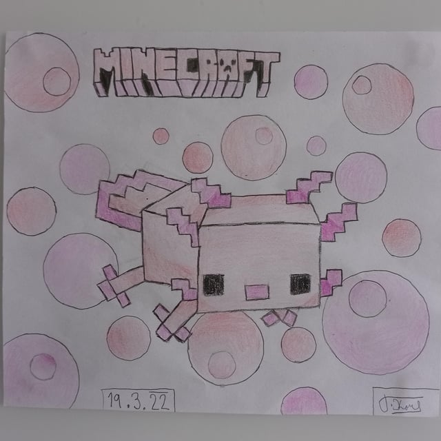 I drew an axolotl with a logo and some bubbles. Hope you like it.