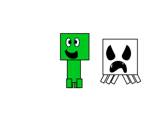 i drea a creeper and a ghast in my art style