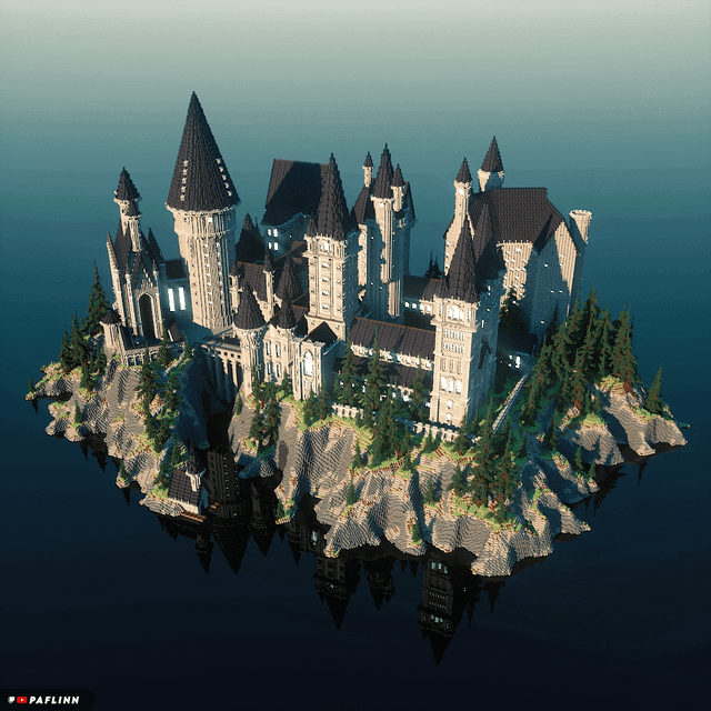 I tried recreating Hogwarts in Minecraft (I made it on an island on purpose)