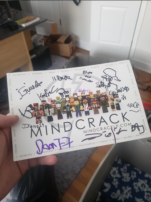 In 2013, I got the Mindcrack Panel to sign this with their left hands