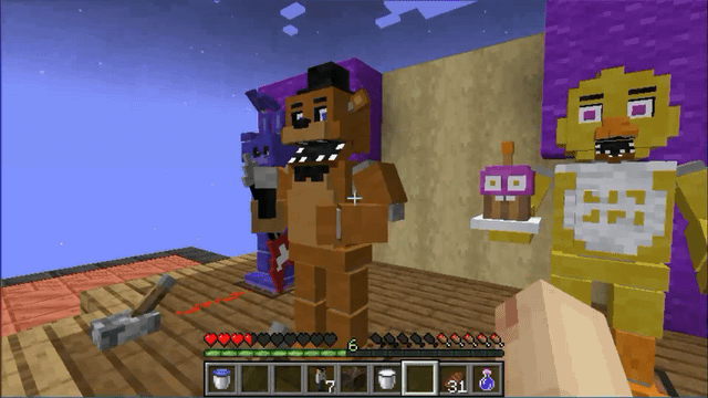 I made a datapack that adds fnaf into minecraft with animated animatronics. Here is a short video about it.