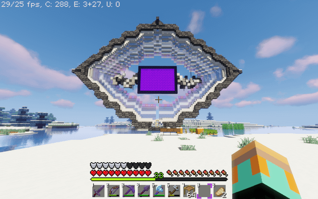 I'm not a very good builder at all but I'm actually pretty proud of what I've done here. However that square of obsidian in the center looks super ugly. Can you give me some suggestions how to make a bit more interesting/appealing?