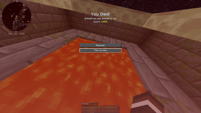 i was going to fall though the and portal instead of going with the ladders and i did not get teleported. everything burned in the lava and i had all the materials for an enderman farm