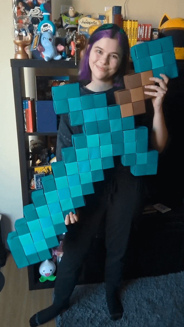 I made a Minecraft sword out of only paper, no glue or tape!