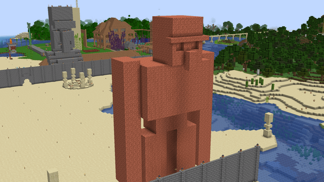 I have made a 1:1 replica of Iron Golem with cut copper in my survival world