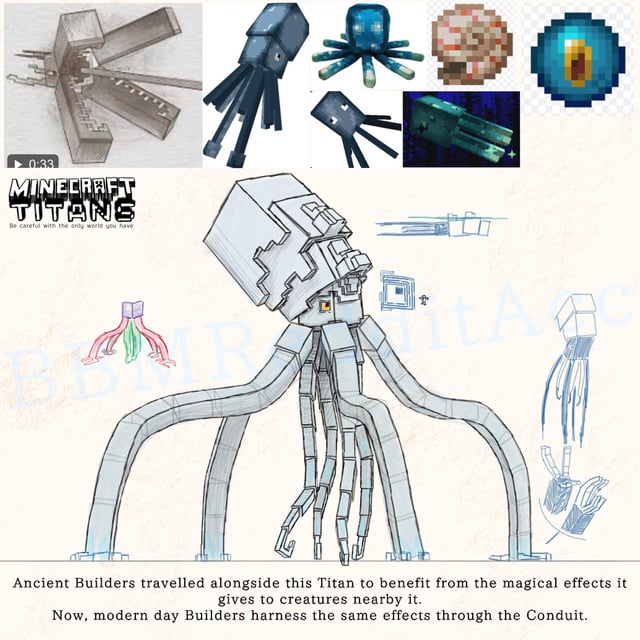 I plan to start a series of artworks on r/Minecraft called Minecraft: Titans. This is concept art of the ancient Squid Titan.