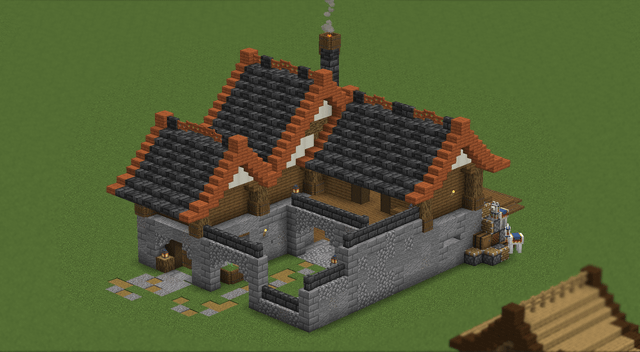 I'm not really satisfied with the block-palette, what do you think? I'd like to keep the roof as is, or the stone foundations.