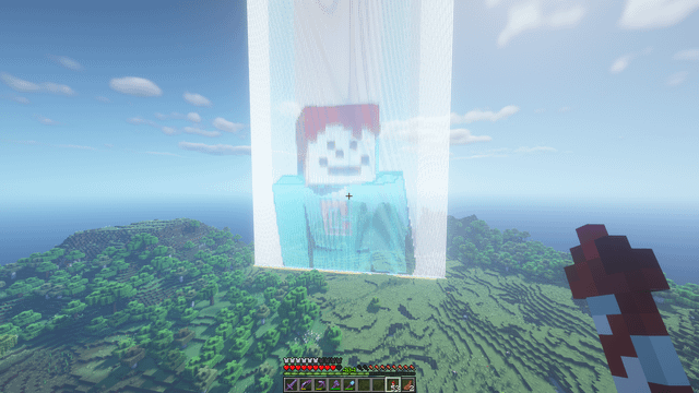 I made this huge hologram from beacons in survival Minecraft!!