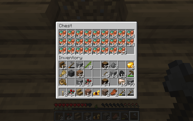 I don't have diamonds and only four iron ingots but I found a copper vein. Mined it and now I have this.