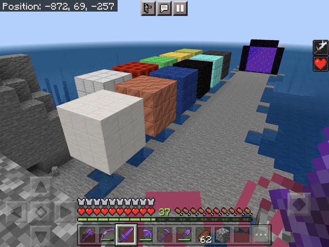 I finally accomplished my goal of making a huge block out of the block form of every ore in the game. And sponges.