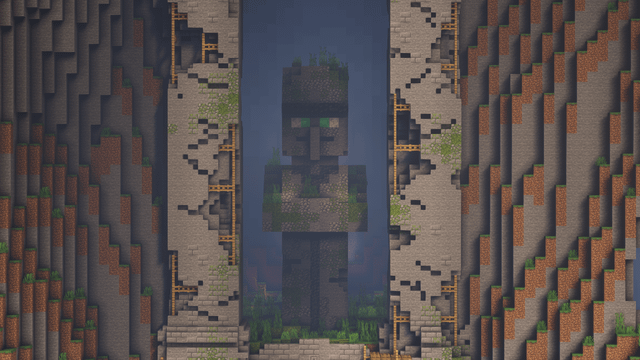 I built an overgrown villager statue in my survival base