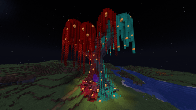 I made a big nether tree with a portal