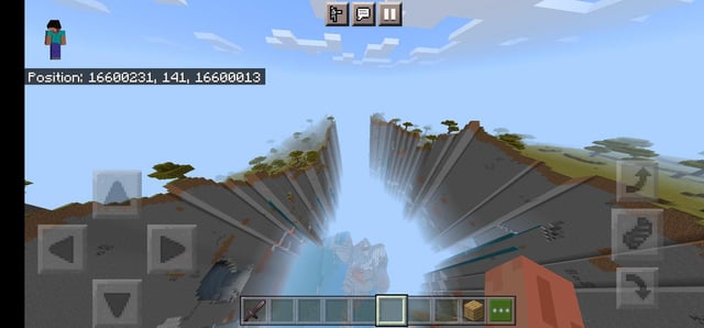 I traveled 16 Million blocks to find a the biggest ravine i ever saw in my entire life