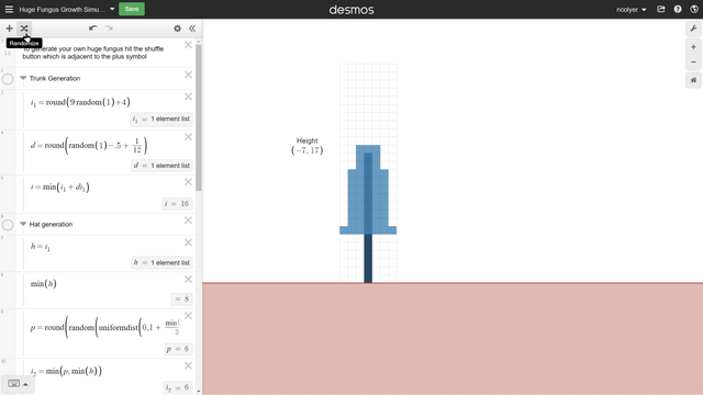 I simulated Nether Tree Growth on Desmos!