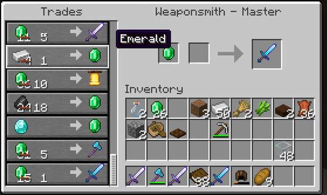 i can trade one iron ingot for a enchanted diamond sword