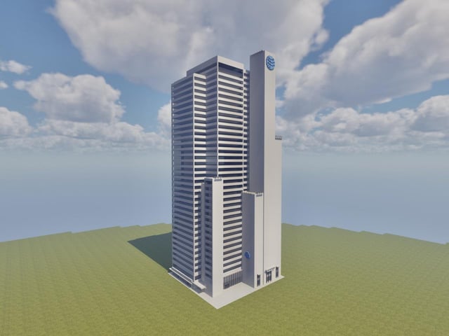 I built a skyscraper from my city in Minecraft