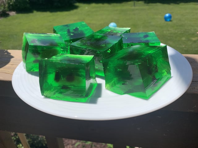 I made some Slime jellos for a party! Took some time but they turned out neat!