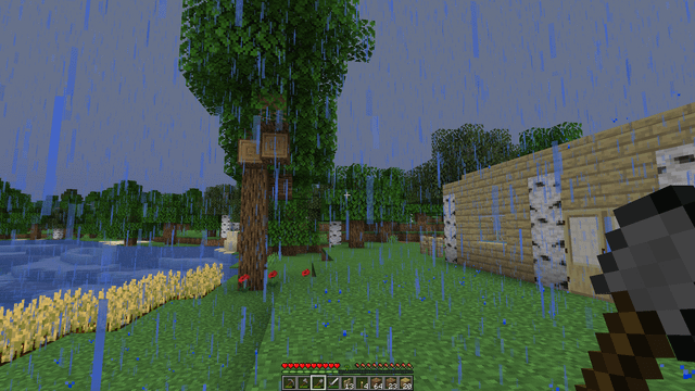 It won't stop raining. It legitimately has been raining since I started the world.