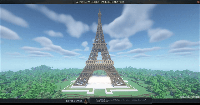 I built the Eiffel tower in time lapse as a Civ6 wonder cutscene