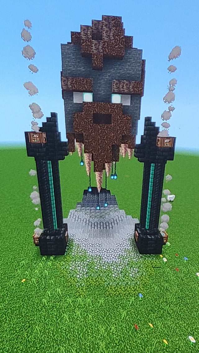 I made a kind of entrance arch for my friends dwarve themed base (gradient is not mine) I was wondering what I could do to make it look better