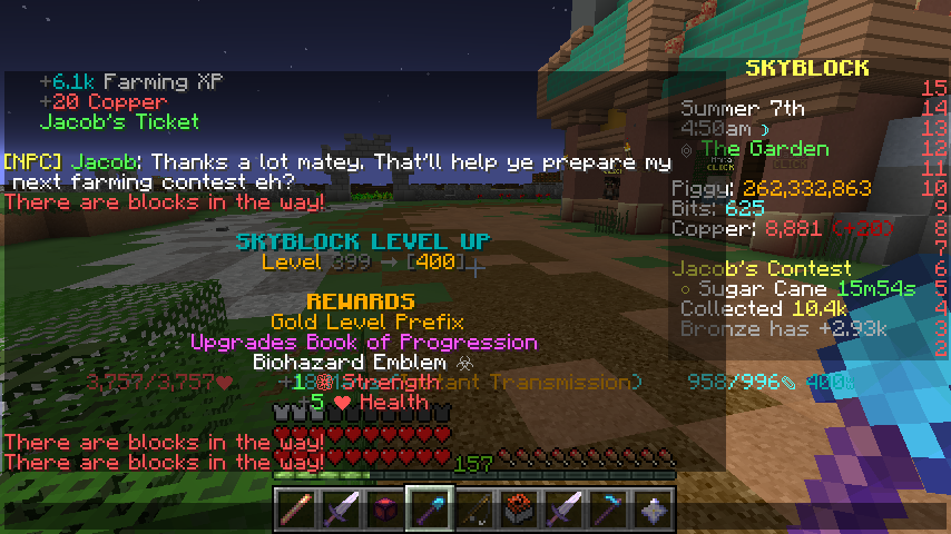 SKYBLOCK LEVEL UP Level 399 → [400]