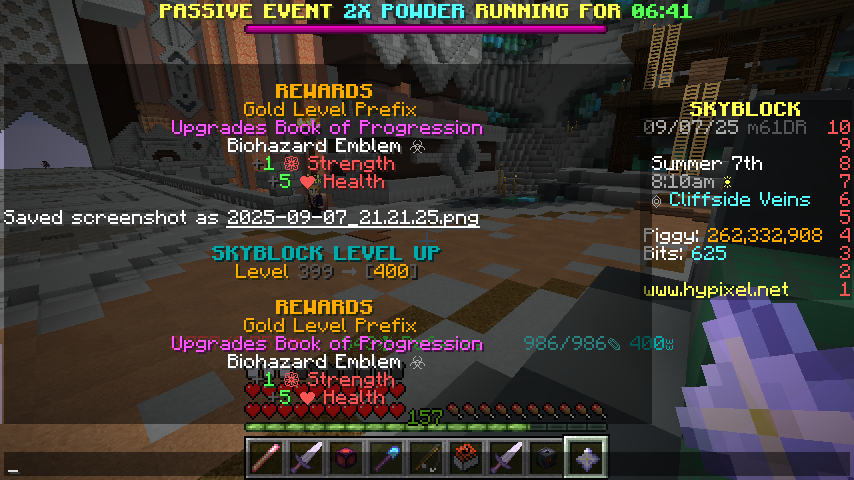 Times leveled up to 400: 7
