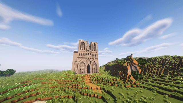 Cathedral I've built on our Minecraft server (based on Notre Dame)