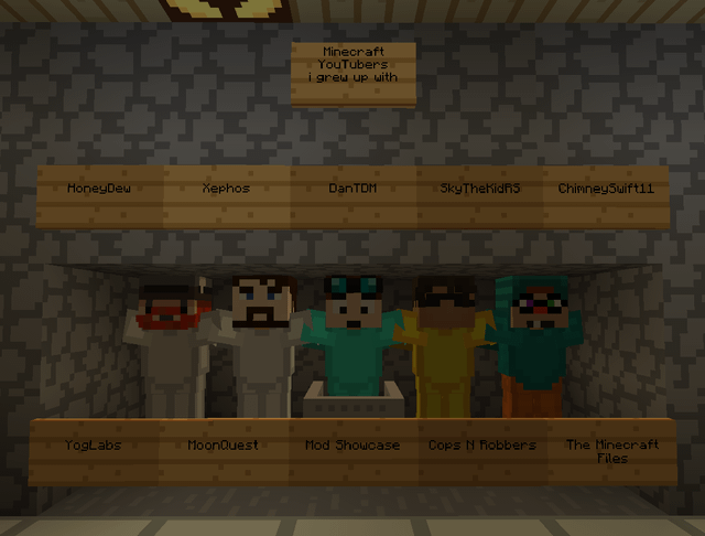 I made a display case showcasing my favorite Minecraft youtubers I grew up with.