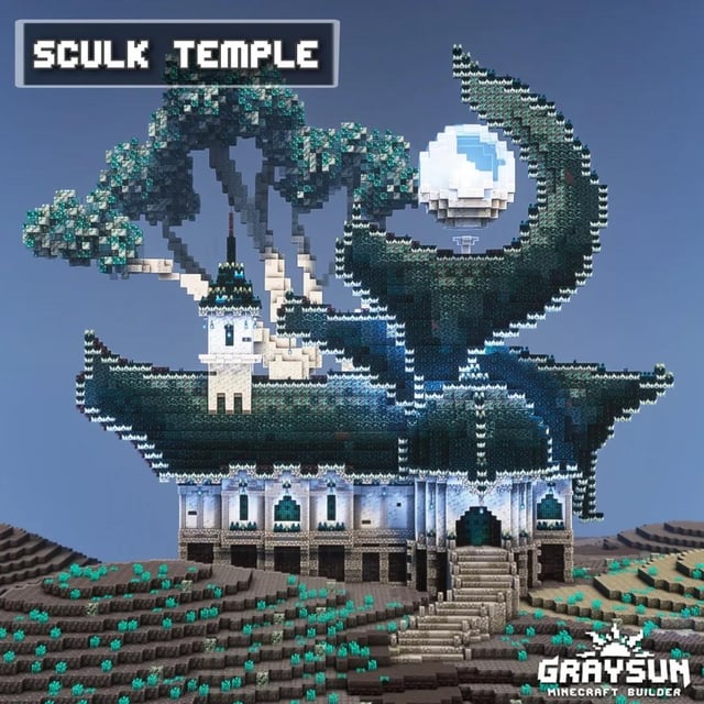 I built a sculk temple on minecraft