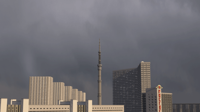 View of the TV tower on an overcast evening. In my WIP city.