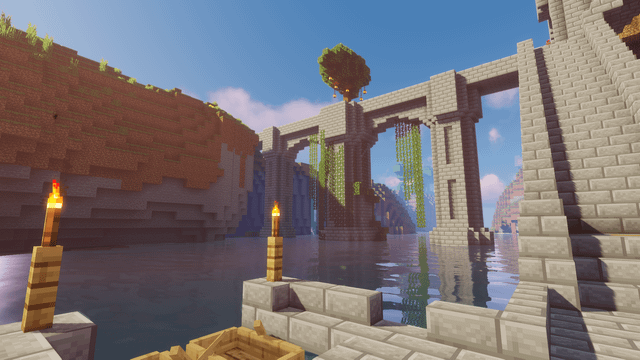 (Survival) I made a bridge inspired by the Bridge of Hylia from BotW