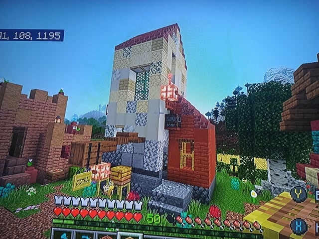 I made an honey & iron shop(to hide iron& honey farm) in my survival