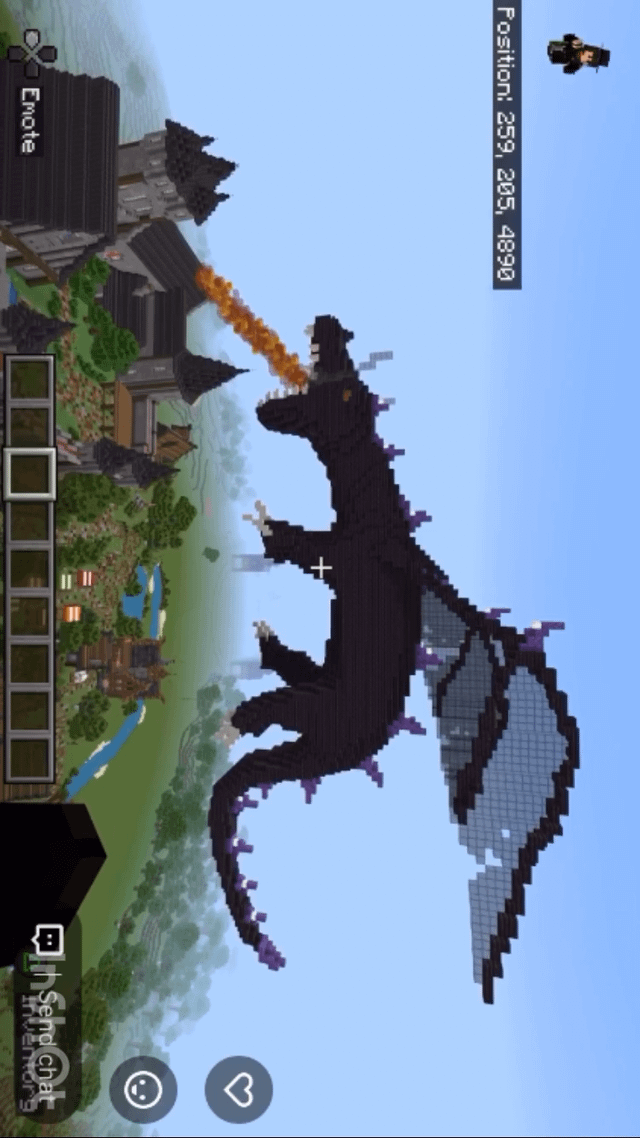 I built this dragon in my friends realm above my city (my first ever attempt at a large scale dragon)