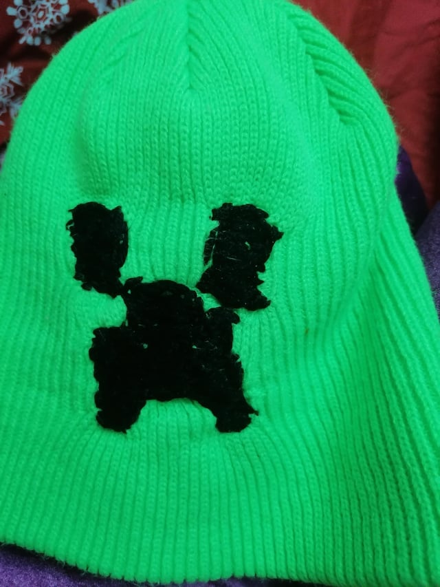 I bought this green beanie just to add a creeper