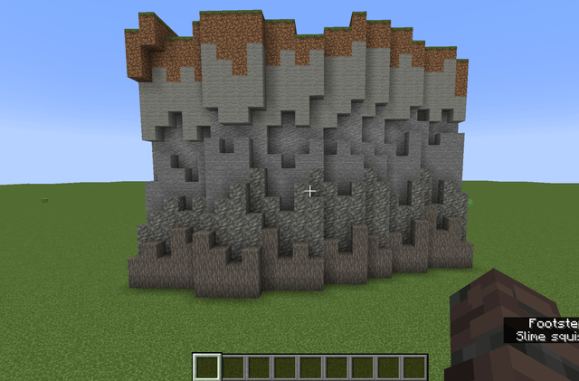 my first attempt at a cliff face ever. suggestions? i want to eventually make a plateau with a base on top using cliff faces like this, so any thoughts or feedback would be appreciated 