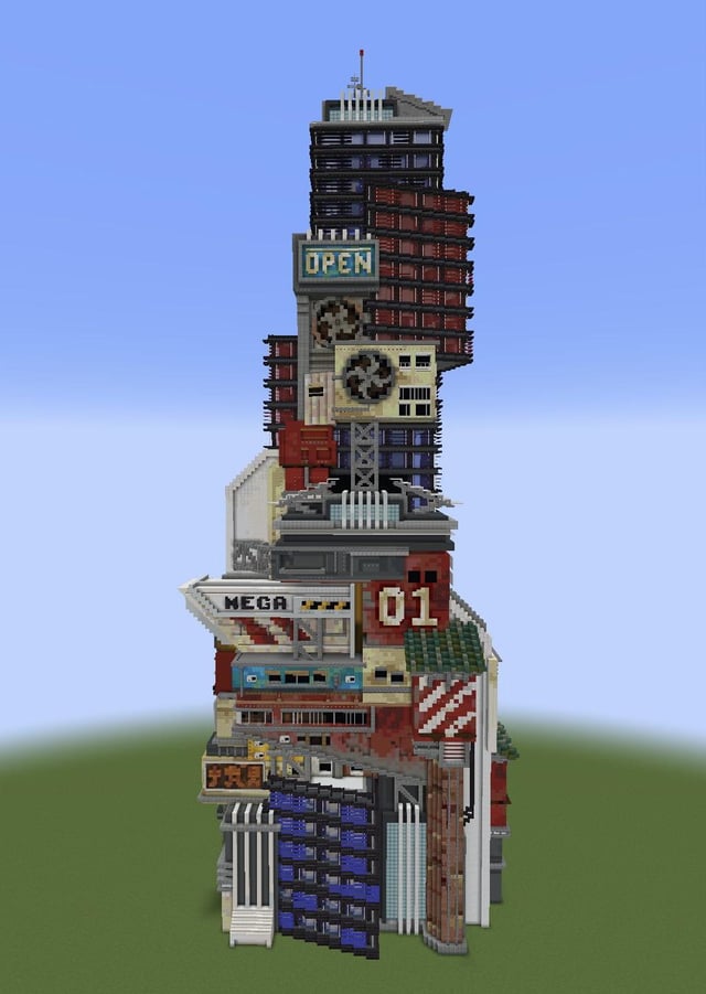 I built this oriental cyberpunk skyscraper!