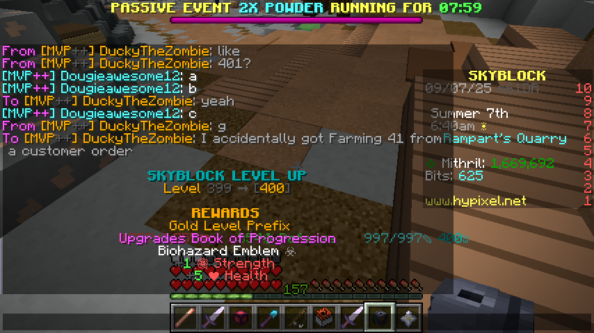 Times leveled up to 400: 2