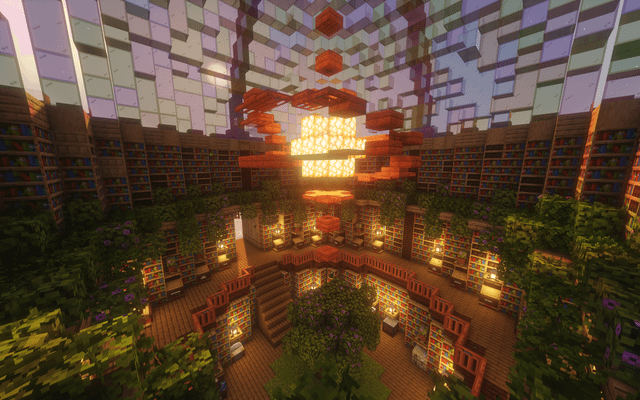 I made this underground library trading hall, and I don't know what the entrance should be