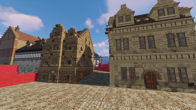 Very quick flyby of the town I'm currently building using Conquest Reforged modpack.