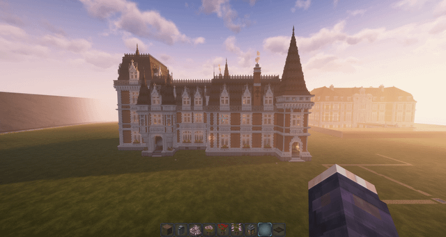 Video of the French castle. Almost done. Only a turret, some chimneys and some minor details left until I can begin working on the garden and dry moat. Made in Vanilla Minecraft. NO MODS apart from World Edit, shaders and texture pack. 