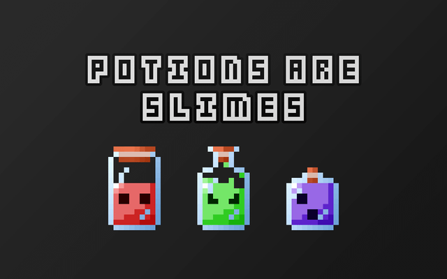 I made a small texture pack that replaces potions with animated slimes in a bottle