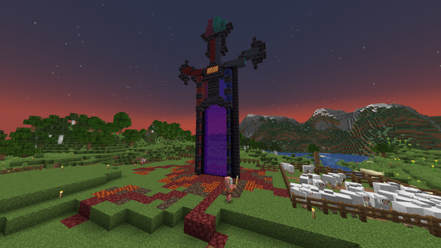 I've only recently started to build, but I wanted to experiment, what do you guys think of this nether portal sword?