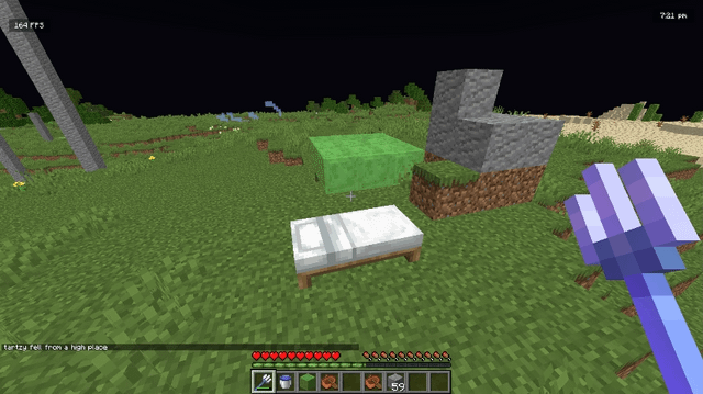 Trident and slime blocks