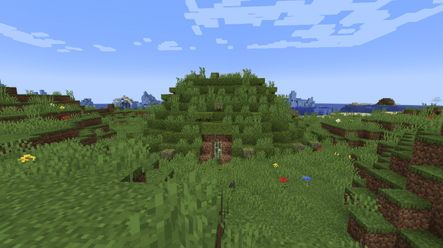 Viking Burial Mound for my MC wolf, Vargey. I used moss blocks for walls and rooted dirt for entrance. Sprinkle on some bonemeals after in order to capture that historic, overgrown vibe of a 1000+ years tomb.