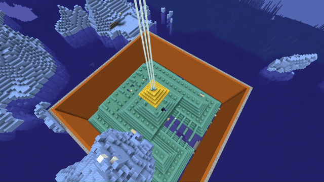 i drained the ocean monument using red sand because it looks cool!