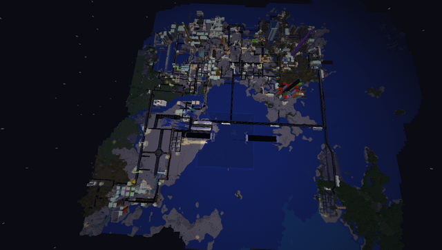 I know theres a lot cooler, but here's a Minecraft world shared by me, my brother, and two of my cousins.